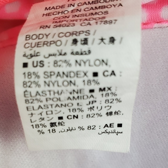 Pink White Polka-dot  Swimsuit String Tank Top S - Picture 7 of 11